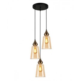 CLA-Jerez1- Interior Bronze Amber Glass Flat Top Ellipse Pendant Lights